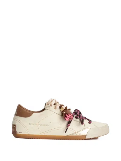Crime London Sneakerina Distressed-effect Charm-detail Sneakers In Neutral