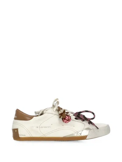 Crime London Sneakerina Distressed-effect Leather Sneakers In Multi