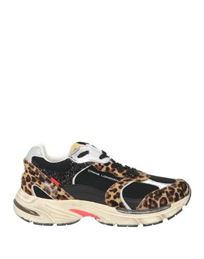 Crime London Woman Sneakers Black Size 6 Leather, Textile Fibers