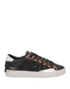 Crime London Woman Sneakers Black Size 7 Leather, Textile Fibers In Multi