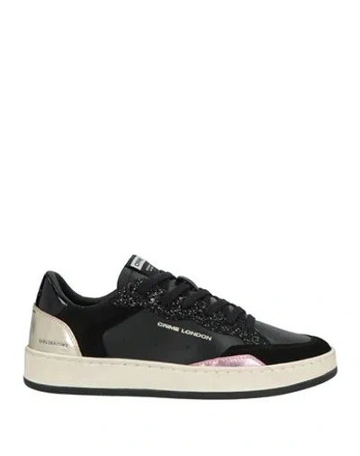 Crime London Woman Sneakers Black Size 8 Leather, Textile Fibers
