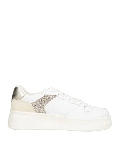 Crime London Woman Sneakers White Size 11 Leather, Textile Fibers