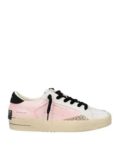 Crime London Woman Sneakers White Size 8 Leather In Pink