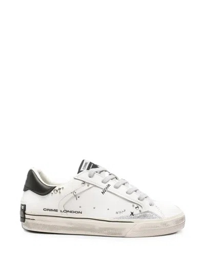 Crime London Deconstructed Stud-embellished Leather Sneakers In White