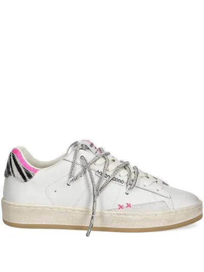 Crime London Zebra-panel Rhinestone Sneakers In White