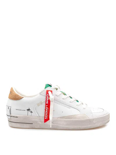 Crime White And Green Leather Sneakers