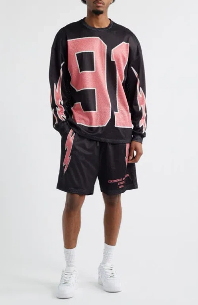 Criminal Damage Bolt Print Mesh Shorts