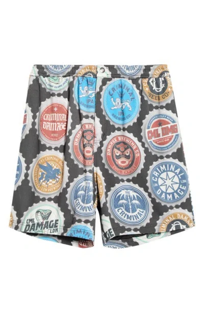Criminal Damage Bottle Cap Shorts In Multi