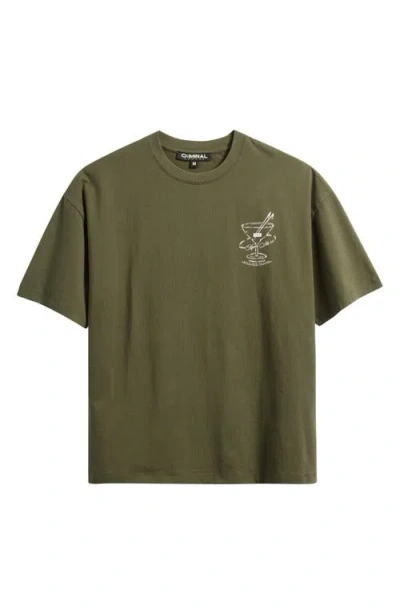 Criminal Damage Cocktail Lounge Oversize Graphic T-shirt In Green