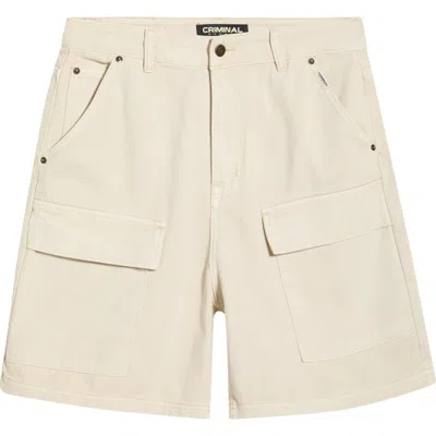 Criminal Damage Cotton Cargo Shorts In Gold
