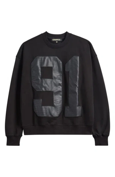 Criminal Damage Croc Embossed Logo Appliqué Sweatshirt In Black