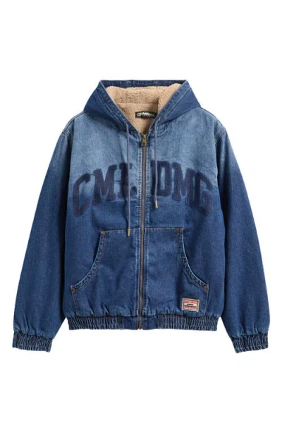 Criminal Damage Davies Hooded Denim Jacket In Blue