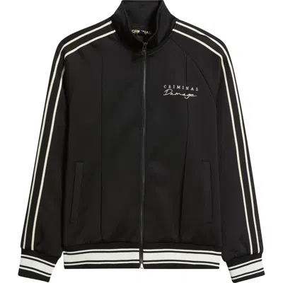 Criminal Damage Dragon Embroidered Track Jacket In Black