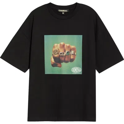 Criminal Damage Fist Of Gold Crewneck T-shirt In Black
