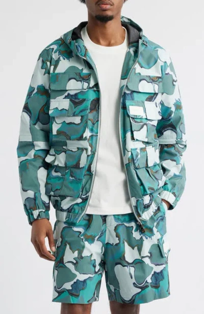 Criminal Damage Hooded Marble Print 3d Pocket Jacket