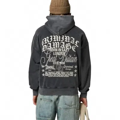Criminal Damage Logo Mania Hoodie In Washed Grey In Gray