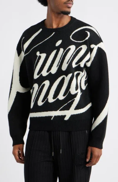 Criminal Damage Logo Script Sweater In Black