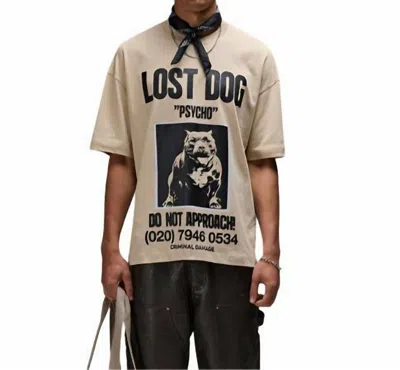 Criminal Damage Lost Dog T-shirt In Stone In Brown