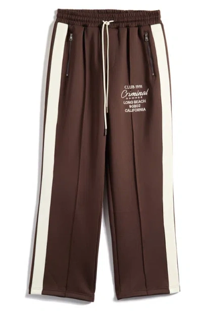 Criminal Damage Pintuck Track Pants In Brown