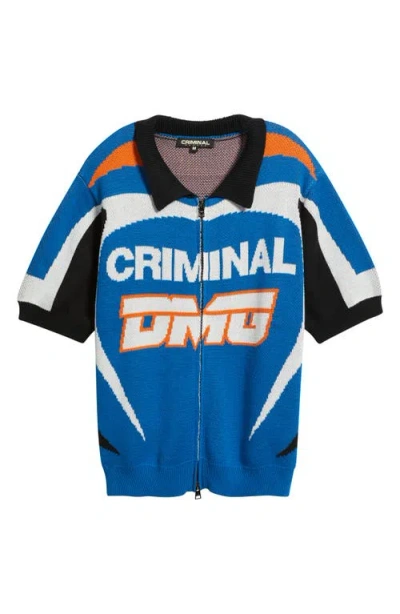 Criminal Damage Racer Knit Zip-up Cardigan In Multi