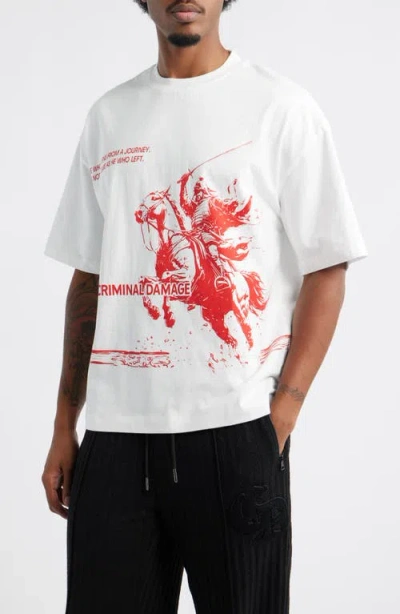 Criminal Damage Samurai Cotton Graphic T-shirt In White