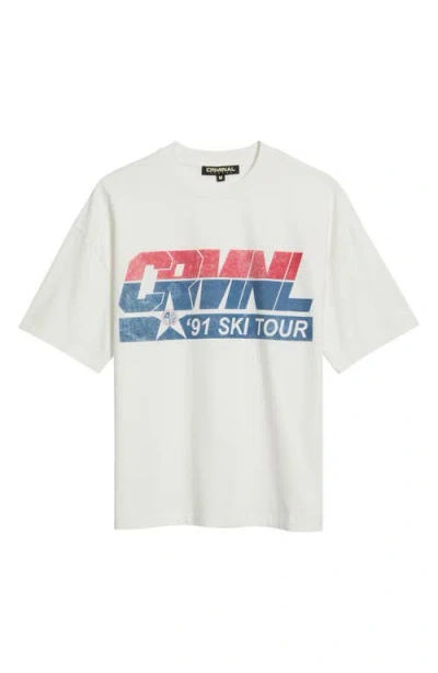 Criminal Damage Ski Tour Graphic T-shirt In White