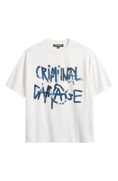 Criminal Damage Spray Logo Cotton T-shirt In Multi