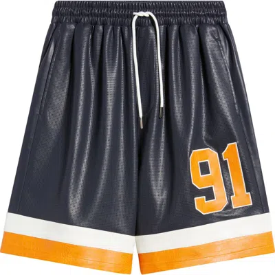 Criminal Damage Stadium Perforated Faux Leather Shorts In Multi