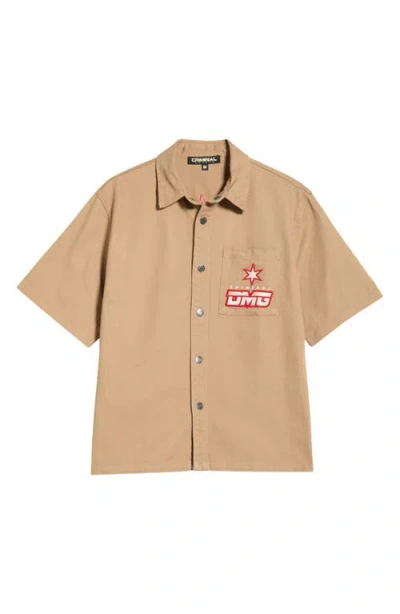 Criminal Damage Star Logo Shirt In Brown