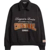 Criminal Damage Two Lives Oversize Half Zip Polo Sweatshirt In Black