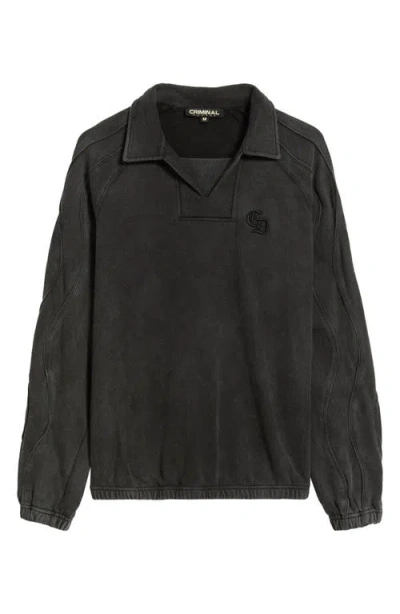 Criminal Damage Wavy Seam Training Sweatshirt In Washed Black