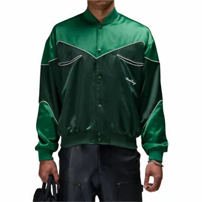 Criminal Damage Western Satin Bomber Jacket In Emerald In Green
