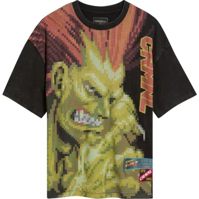 Criminal Damage X Street Fighter Ii Blanka T-shirt In Washed Black