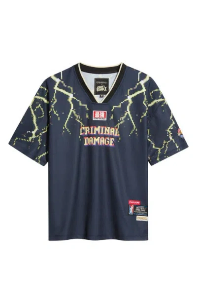 Criminal Damage X Street Fighter Ii Insert Coin Sports Jersey In Black