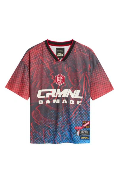 Criminal Damage X Street Fighter Ii Ryu Sports Jersey In Blue/red