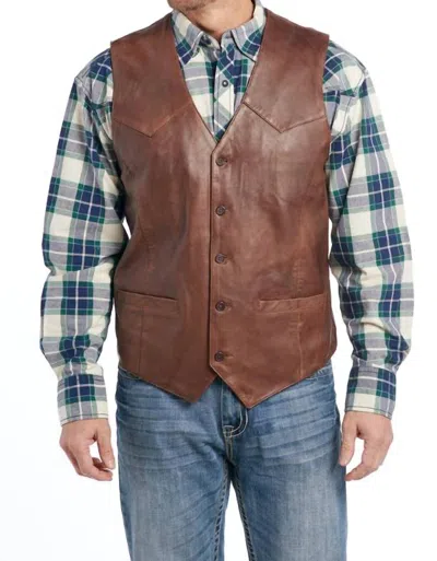 Cripple Creek Men's Button Vest In Vintage Brown In Multi