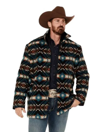 Cripple Creek Men's Navajo Button Jacket In Blue Multi