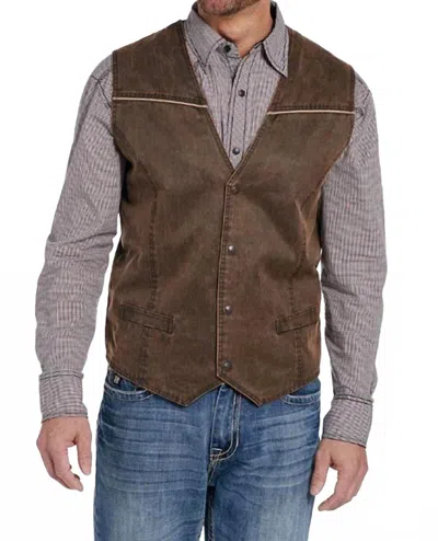 Cripple Creek Men's Snap Vest In Antique Chocolate In Brown