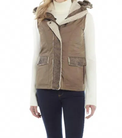 Cripple Creek Women's Carry Hooded Vest In Khaki In Brown