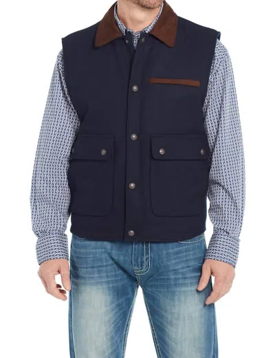 Cripple Creek Wool Contrast Collar Vest In Navy In Blue