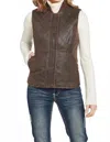 Cripple Creek Zip Front Cotton Vest With Concealed Carry Pocket In Brown In Brown