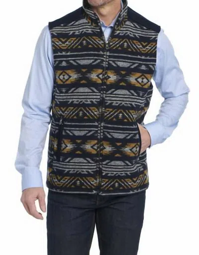 Cripple Creek Zip Front Navajo Blanket Vest In Scotch Blue In Multi
