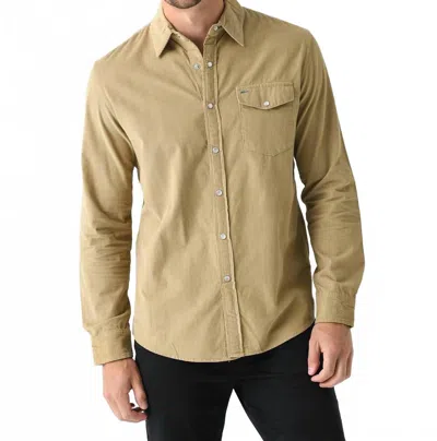 Criquet Corduroy Button Down Shirt In Twill In Yellow