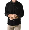 Criquet Corduroy Pearl Snap Down In Black Plaid In Black