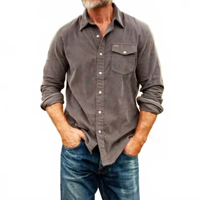 Criquet Corduroy Pearl Snap Top In Charcoal In Gray