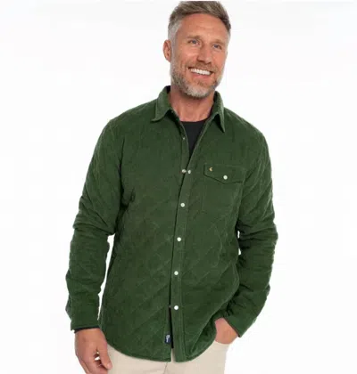 Criquet Corduroy Quilted Shacket In Forest In Green