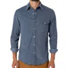 Criquet Long Sleeve Corduroy Pearl Snap Shirt In Slate Blue In Blue