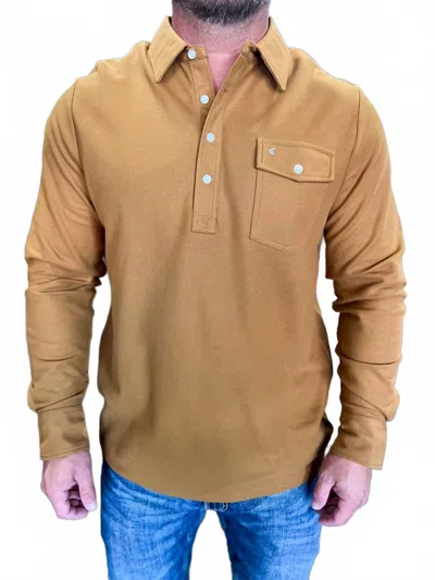 Criquet Long Sleeve Players Shirt In Almond Butter In Brown
