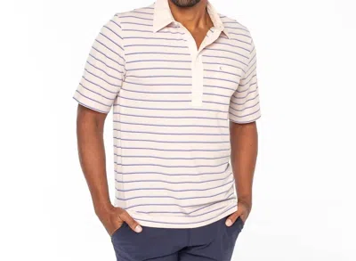 Criquet Men's Lee Stripe Performance Players Shirt In Peach In Pink