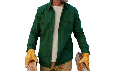 Criquet Old School Chamois Shirt In Hunter Green